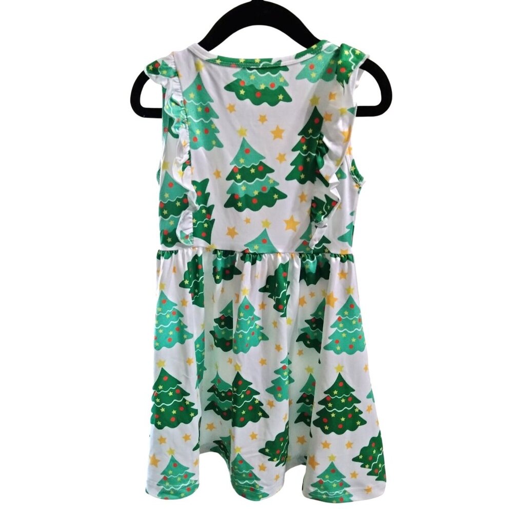Toddler Girls Christmas Tree Sundress With Green Winter Cape Set Size 4T - Picture 4 of 9